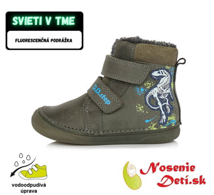 Detské chlapčenské zimné topánky DD Step Khaki Dino 078-328A