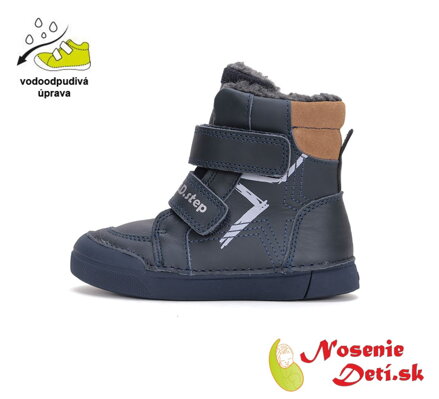 Chlapčenské vyššie kožené zimné topánky D.D. Step Royal Blue W068-42921B