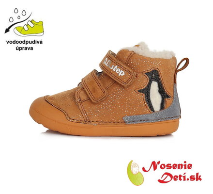 Dievčenské zimné topánky alternatíva barefoot DD Step Horčicové Tučniak 066-601A