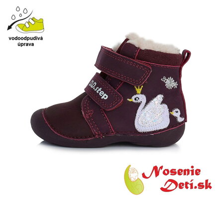 Dievčenské zimné topánky alternatíva barefoot DD Step Bordo Labuť 015-341