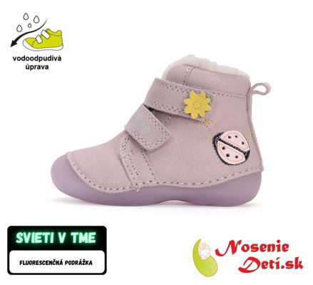 Dievčenské zimné topánky alternatíva barefoot D.D. Step Mauve Lienka  W015-42562B