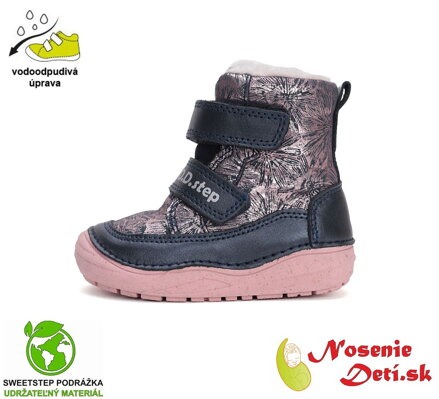 Dievčenské zimné vyššie topánky čižmy D.D. Step Metallic Pink 071-42895