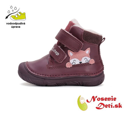 Dievčenské zimné kožené topánky D.D. Step Raspberry Mačiatko 082-42774A
