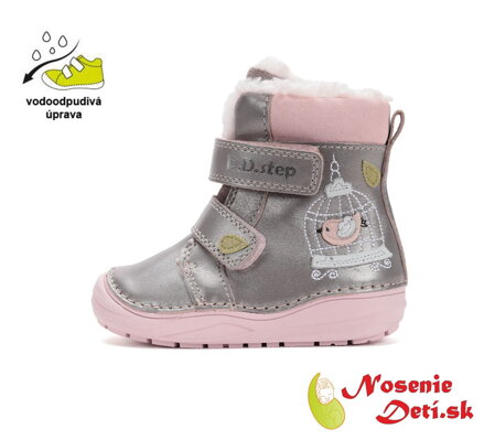 Dievčenské zimné kožušinové topánky čižmy D.D. Step Champagne Vtáčik 071-52381A Dievčenské zimné kožušinové topánky čižmy D.D. Step Champagne Vtáčik 071-52381A