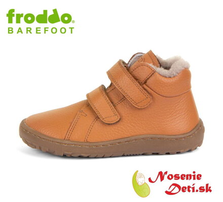 Detské barefoot zimné kožené topánky Froddo Winter Furry Cognac