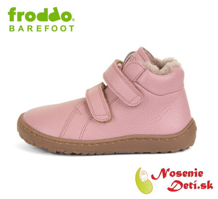 Dievčenské barefoot zimné kožené topánky Froddo Winter Furry Pink