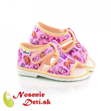 Dievčenské detské papučky Manik 1S Lilac Motýle