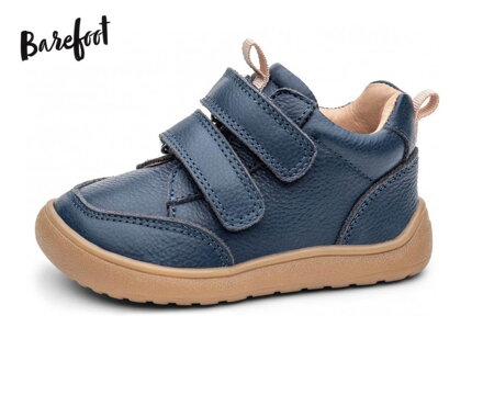 Protetika Chlapčenské barefoot prechodné kožené topánky Alan Navy