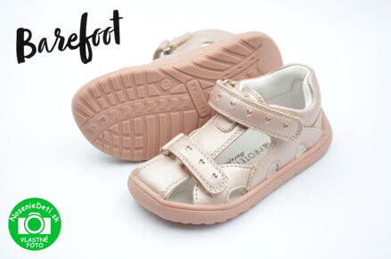 Dievčenské kožené barefoot sandále pevná päta Protetika Hana Pink