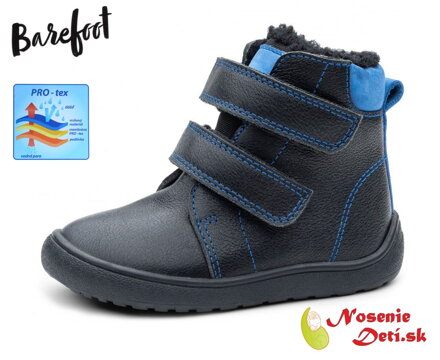 Chlapčenské barefoot zimné membránové kožené topánky Protetika Tex Daryk Nero