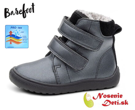 Dievčenské barefoot zimné membránové kožené topánky Protetika Tex Beka Black