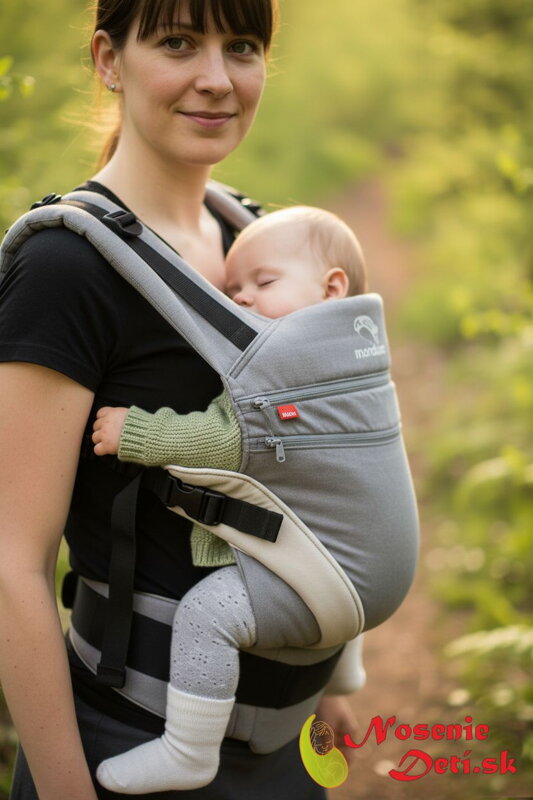 Manduca XT Cotton Grey-White detský rastúci ergonomický nosič