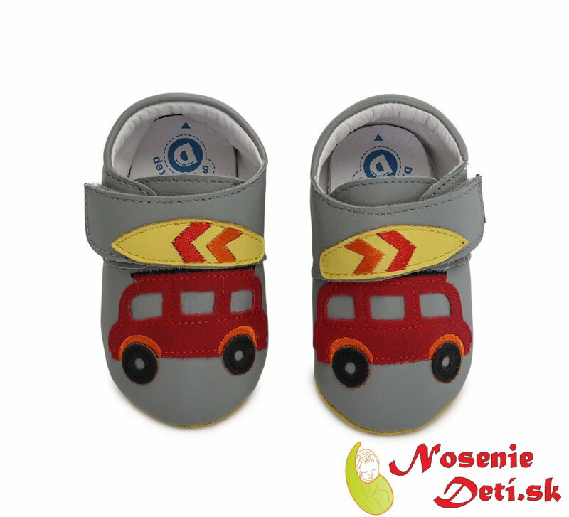 Detské kožené capačky DD Step Šedé Hasiči Detské kožené capačky DD Step Šedé Hasiči