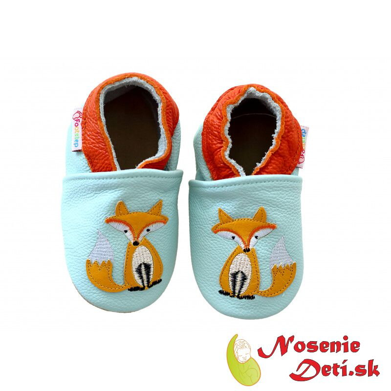 Detské kožené capačky Footstep Mint Líška Detské kožené capačky Footstep Mint Líška