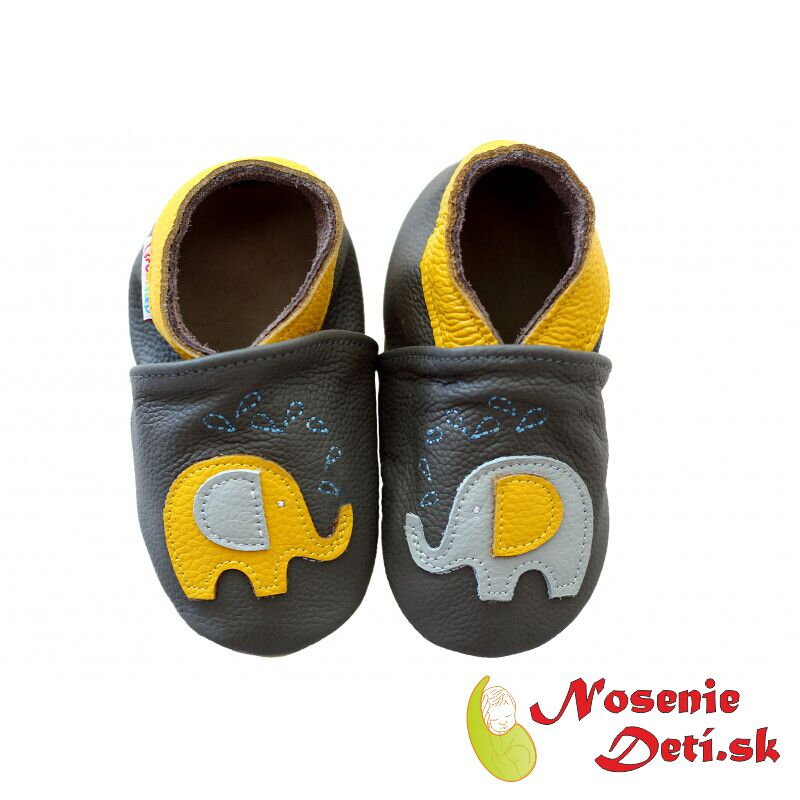 Detské kožené capačky Footstep Šedé Sloník Detské kožené capačky Footstep Šedé Sloník