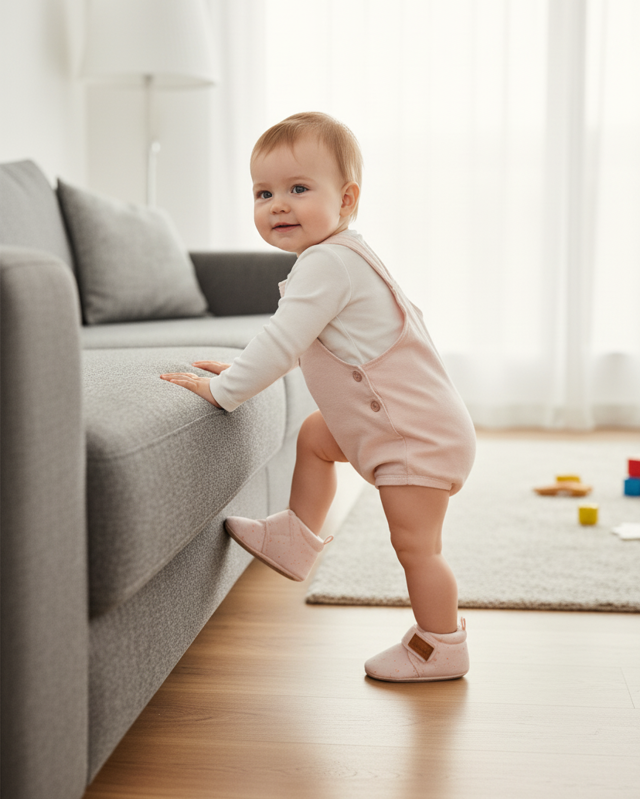 Detské protišmykové látkové capačky Sterntaler Marhuľové