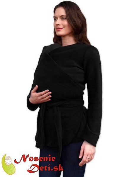 Tehotenský a nosiaci zavinovací kabátik/sveter Zina Čierny