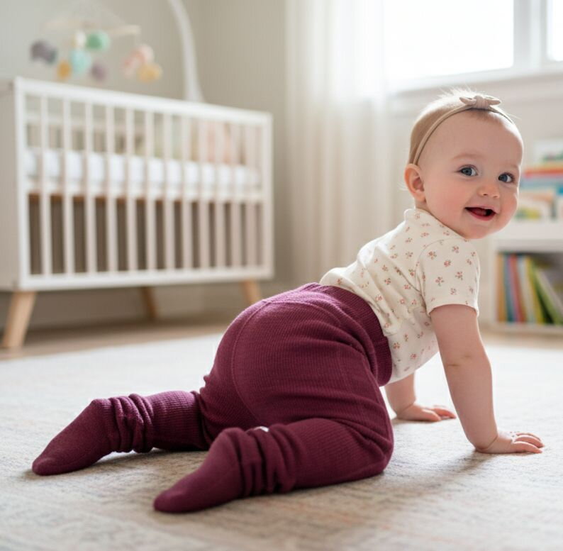 Merino detské vlnené rastúce pančuchy Manymonths Frosted Berry