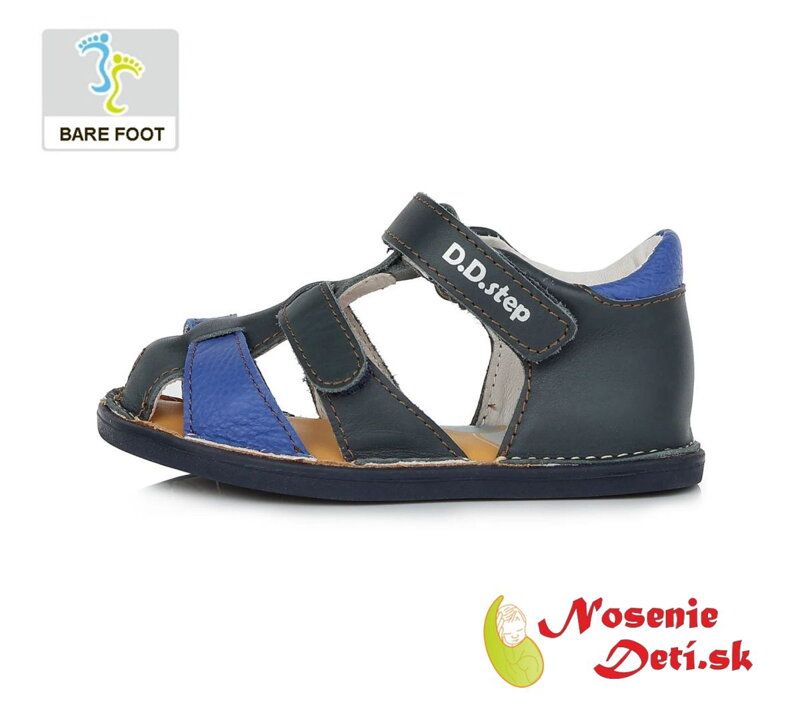 Chlapčenské barefoot sandále s pevnou pätou Tmavomodré DD Step 076-382D