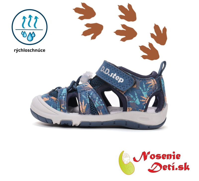 Chlapčenské detské športové sandále D. D. Step 065-61146A Royal Blue Dino