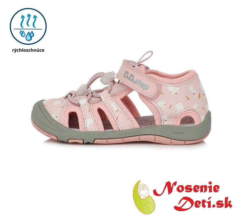 Dievčenské detské športové sandále DD Step Ružové Zajkovia  065-394B