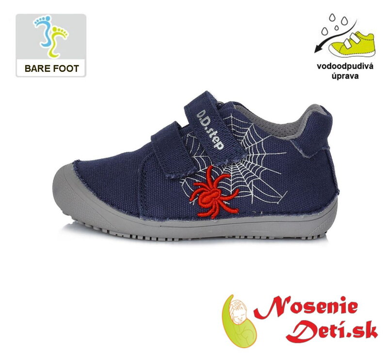 Dětské barefoot plátěnky chlapecké D.D. Step Tmavě modré Spider 063-246