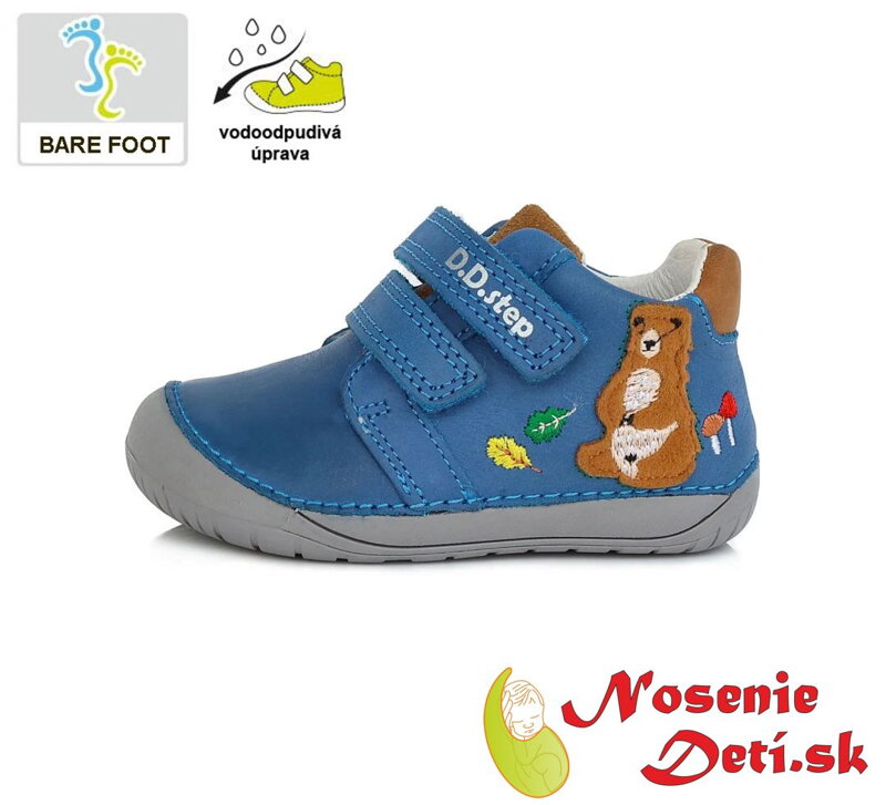 Barefoot chlapčenské jarné jesenné topánky DD Step Modré Medveď 070-655 Barefoot chlapčenské jarné jesenné topánky DD Step Modré Medveď 070-655