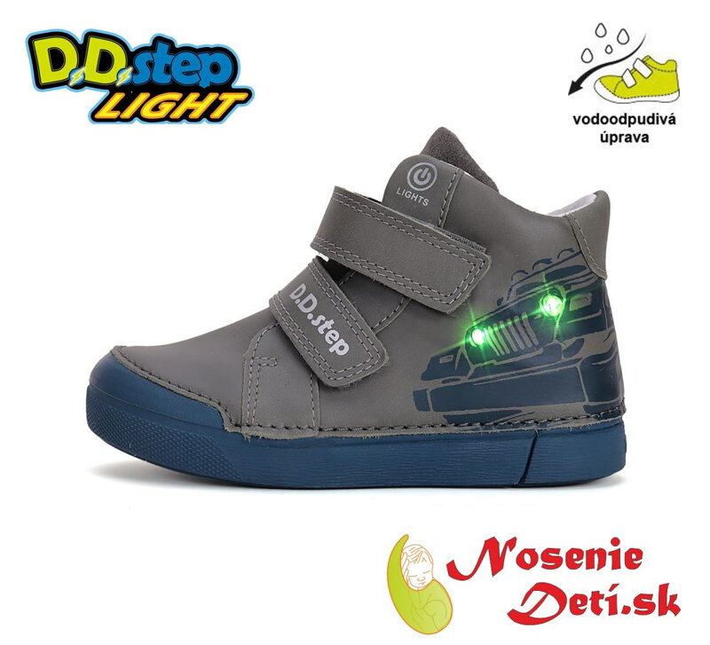 Chlapčenské blikajúce svietiace členkové topánky D. D. Step Emerald Šedá 068-52151B