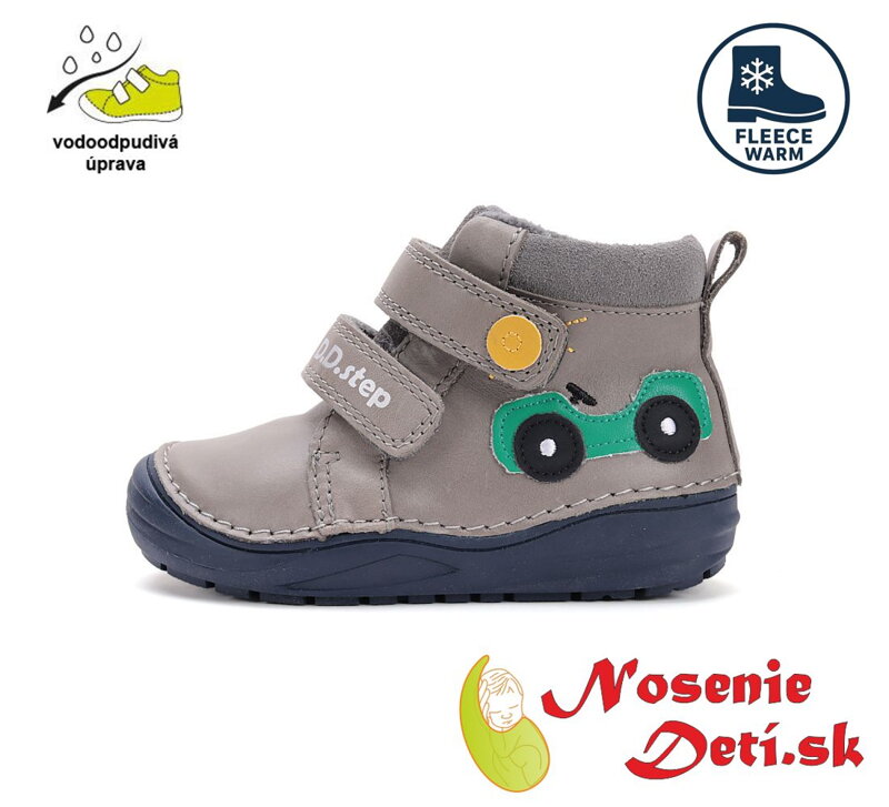Chlapčenské zateplené kožené topánky D.D. Step Dark Grey Autíčko 071-52771B Chlapčenské zateplené kožené topánky D.D. Step Dark Grey Autíčko 071-52771B