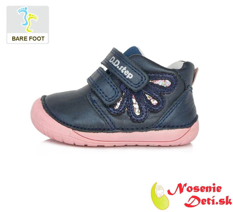 Detská barefoot obuv dievčenské jarné jesenné topánky DD Step Modroružové 070-80 Detská barefoot obuv dievčenské jarné jesenné topánky DD Step Modroružové 070-80