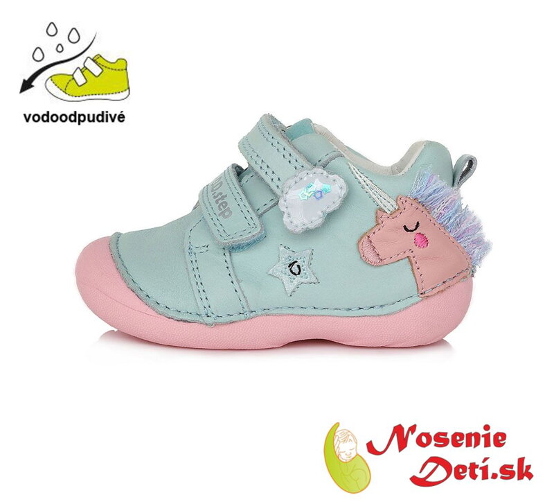 Barefoot alternatíva obuv dievčenské prechodné topánky DD Step Sky Blue Jednorožec 015-706 Barefoot alternatíva obuv dievčenské prechodné topánky DD Step Sky Blue Jednorožec 015-706