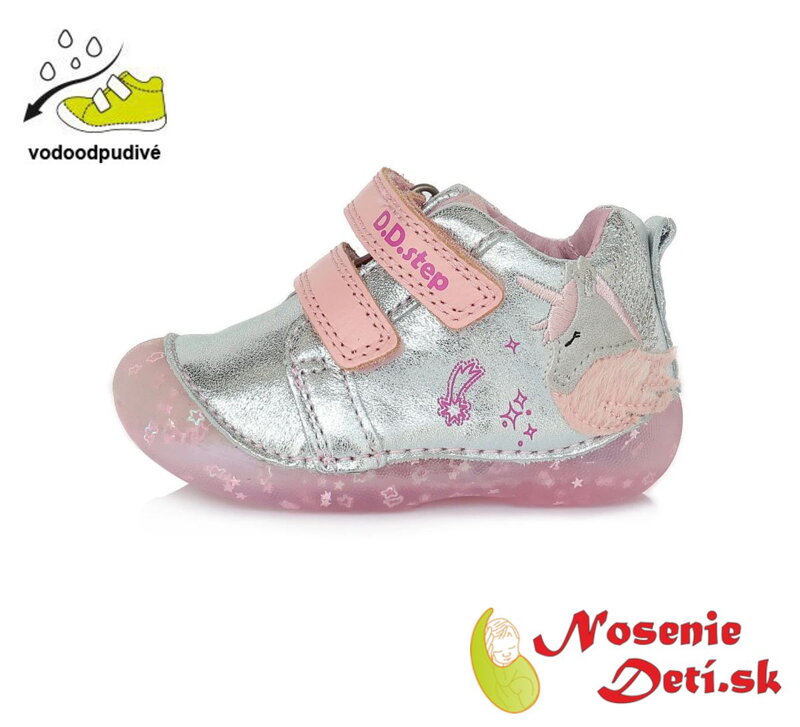 Barefoot alternatíva obuv dievčenské prechodné topánky DD Step Strieborné Jednorožec 015-805 Barefoot alternatíva obuv dievčenské prechodné topánky DD Step Strieborné Jednorožec 015-805