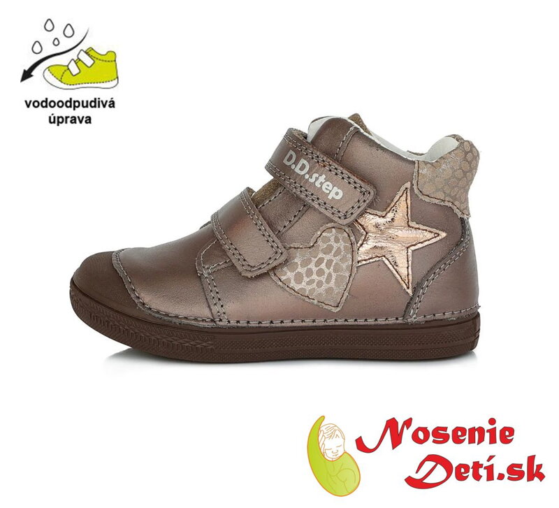 Dievčenské členkové kožené topánky DD Step Bronze Srdce Hviezda 049-769B Dievčenské členkové kožené topánky DD Step Bronze Srdce Hviezda 049-769B