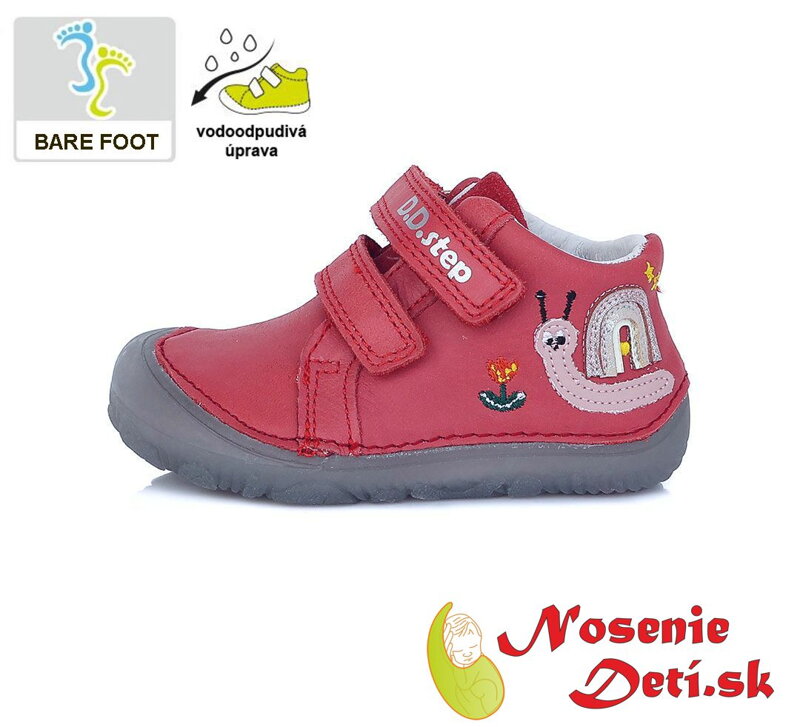 Barefoot boty celoroční dívčí DD Step Red Šnek 073-63