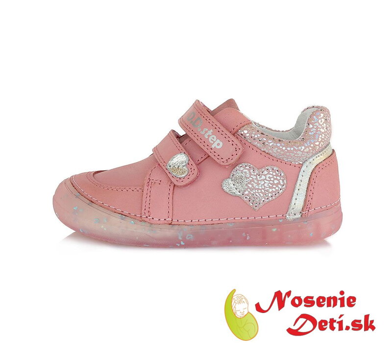 Detská jarná jesenná dievčenská obuv DD Step topánky Svetloružové srdiečka 078-343A Detská jarná jesenná dievčenská obuv DD Step topánky Svetloružové srdiečka 078-343A