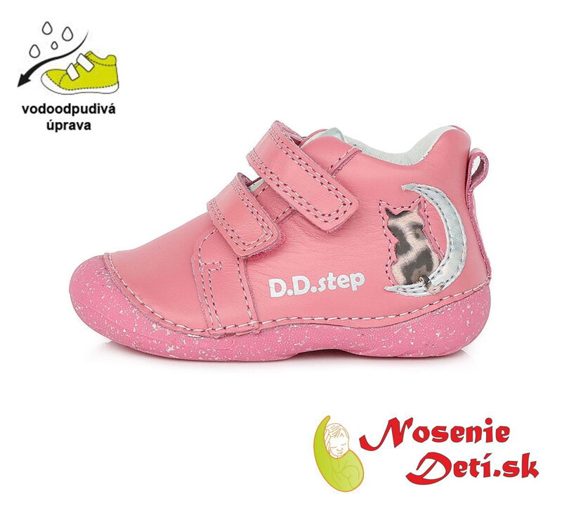 Barefoot alternativa obuv dívčí celoroční boty DD Step Světle růžové Kočička 015-353A
