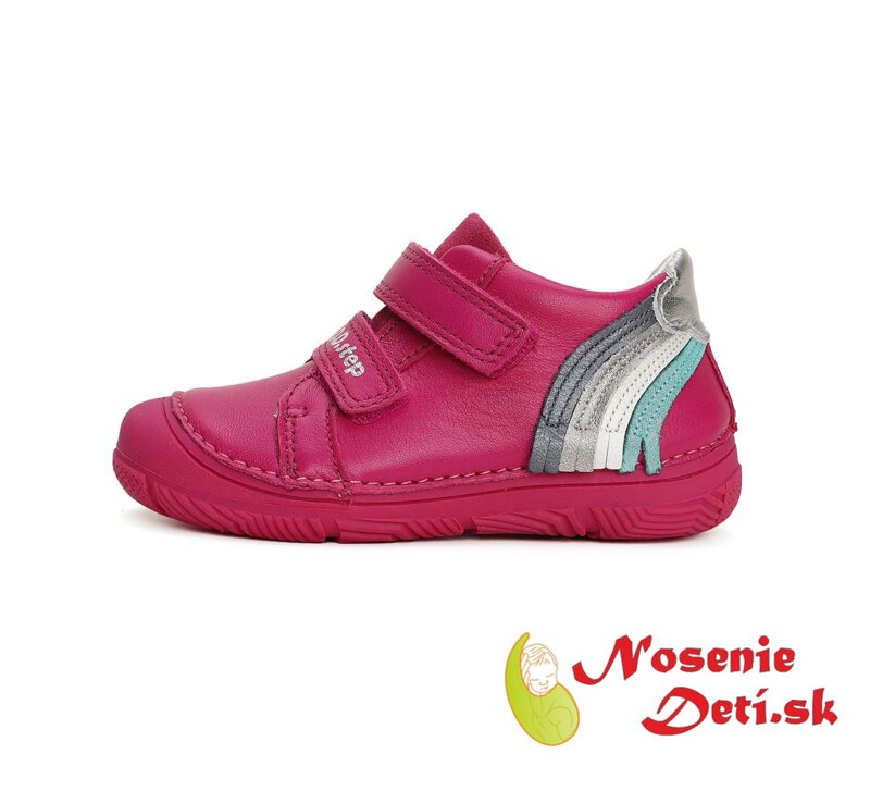 Dievčenské prechodné kožené topánky D.D. Step Tmavoružové Dúha 082-41652A