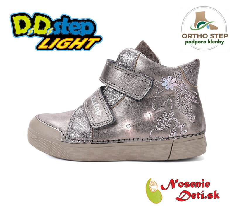 Dievčenská blikajúca obuv D.D. Step svietiace topánky Copper Unicorn 068-62147A