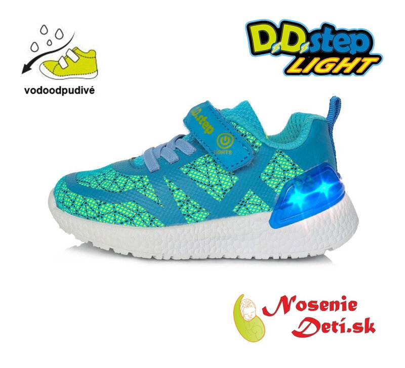 Chlapčenské svietiace vodeodolné tenisky DD Step Modrozelené F61-528B Chlapčenské svietiace vodeodolné tenisky DD Step Modrozelené F61-528B