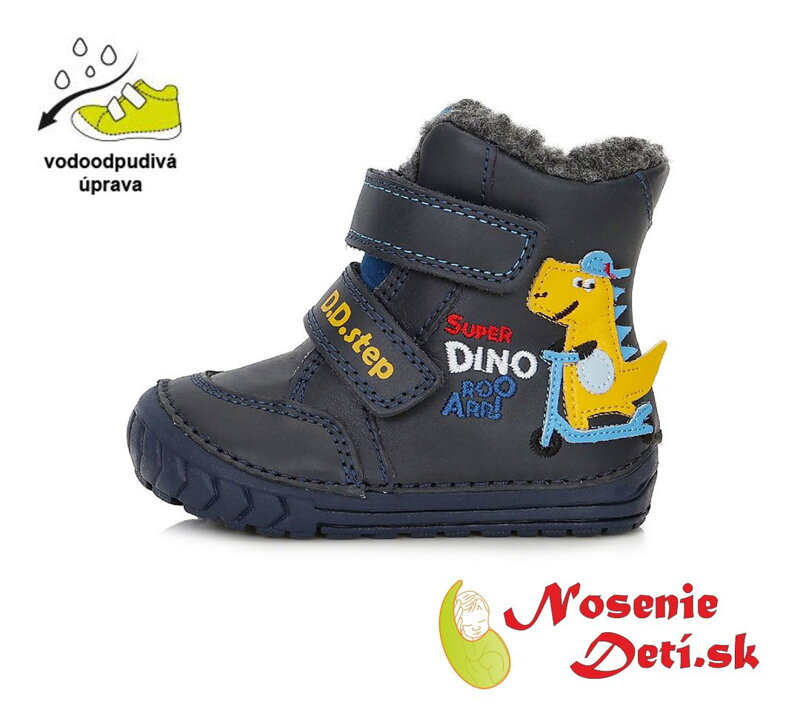 Chlapecké zimní kožené boty D.D.Step Tmavě modré Dino 029-394A