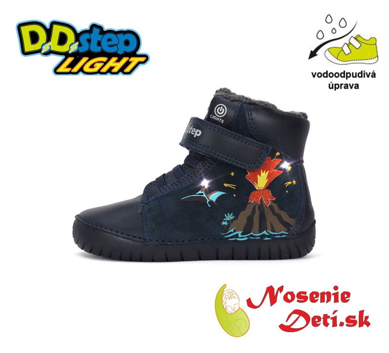 Chlapecké zimní svítící blikající boty DD Step Tmavě modré Sopka 050-323