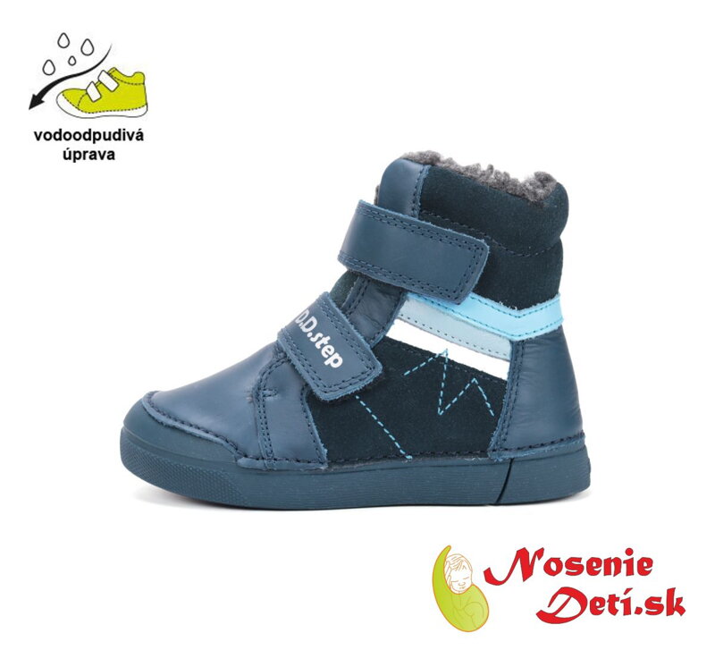 Chlapčenské detské vyššie kožené zimné topánky D.D. Step Royal Blue 068-52388 Chlapčenské detské vyššie kožené zimné topánky D.D. Step Royal Blue 068-52388
