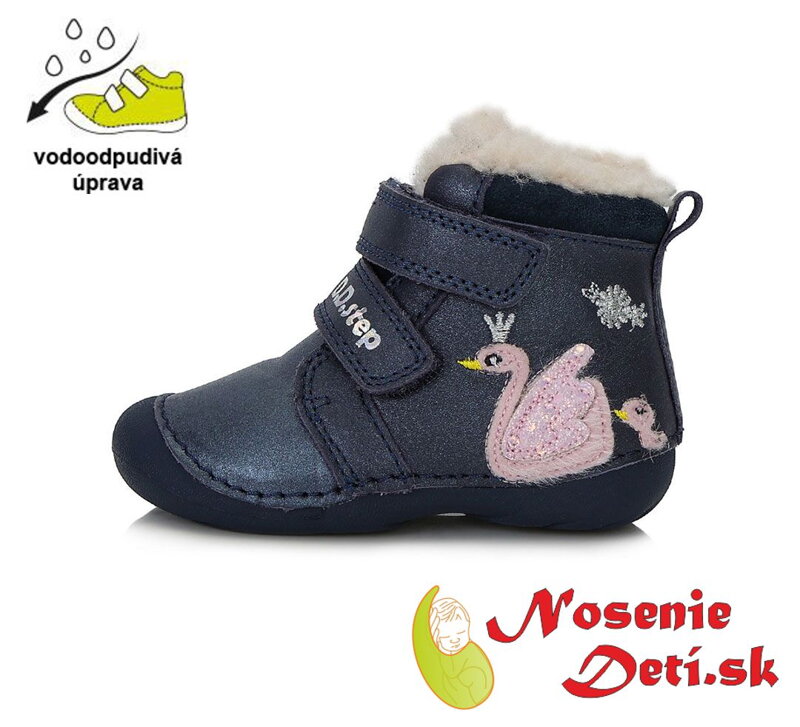 Dievčenské zimné topánky alternatíva barefoot DD Step Slivkové Labuť 015-341A