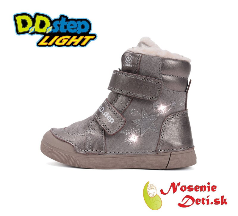 Dievčenské zimné svietiace blikajúce topánky D.D. Step 068-52745A Bronze Hviezdy Dievčenské zimné svietiace blikajúce topánky D.D. Step 068-52745A Bronze Hviezdy