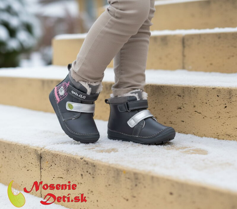 Dievčenské zimné kožušinové topánky čižmy D.D. Step Dark Grey Vtáčik 071-52381B Dievčenské zimné kožušinové topánky čižmy D.D. Step Dark Grey Vtáčik 071-52381B