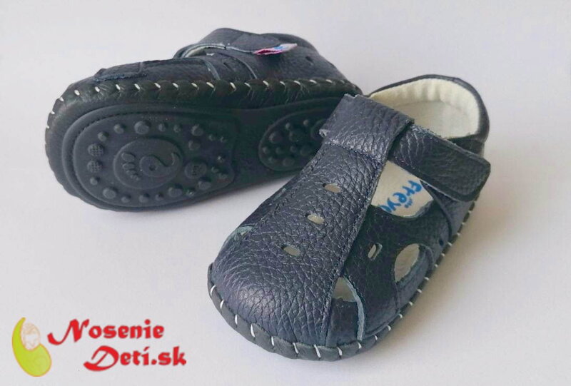 Barefoot chlapčenské sandálky Freycoo Baby Florián Tmavomodré