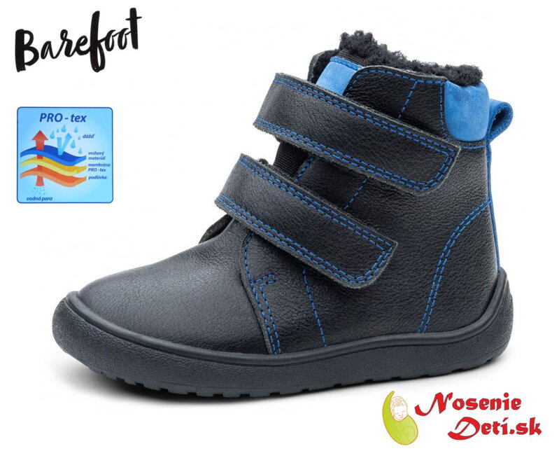 Chlapčenské barefoot zimné membránové kožené topánky Protetika Tex Daryk Nero Chlapčenské barefoot zimné membránové kožené topánky Protetika Tex Daryk Nero