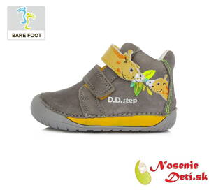 Barefoot obuv pre deti jarné jesenné topánky DD Step Svetlošedé Žirafy 070-880A