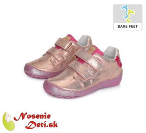 Barefoot topánky detské dievčenské DD Step Metallic Pink 023-810BM