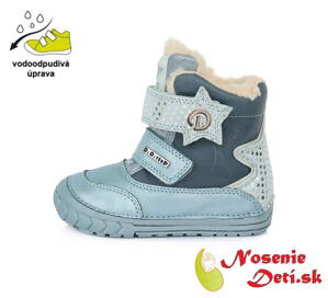 Dievčenské zimné topánky čižmy  DD Step Bledomodré s hviezdou 029-157